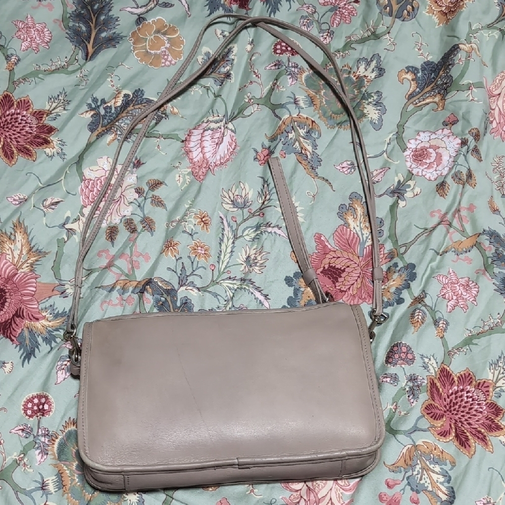 Vintage Putty/Greige Real Leather Shoulder Bag